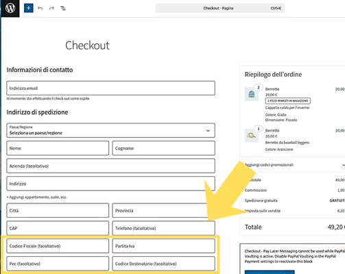 backend checkout block