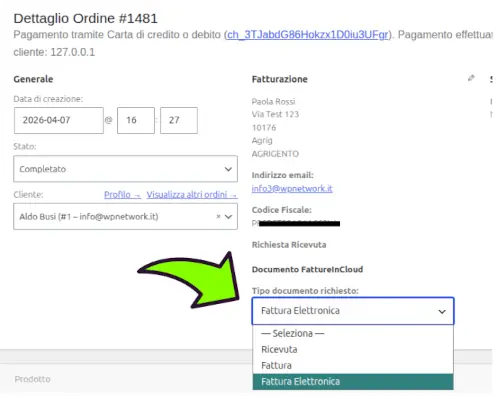 scelta tipo documento per abbonamento